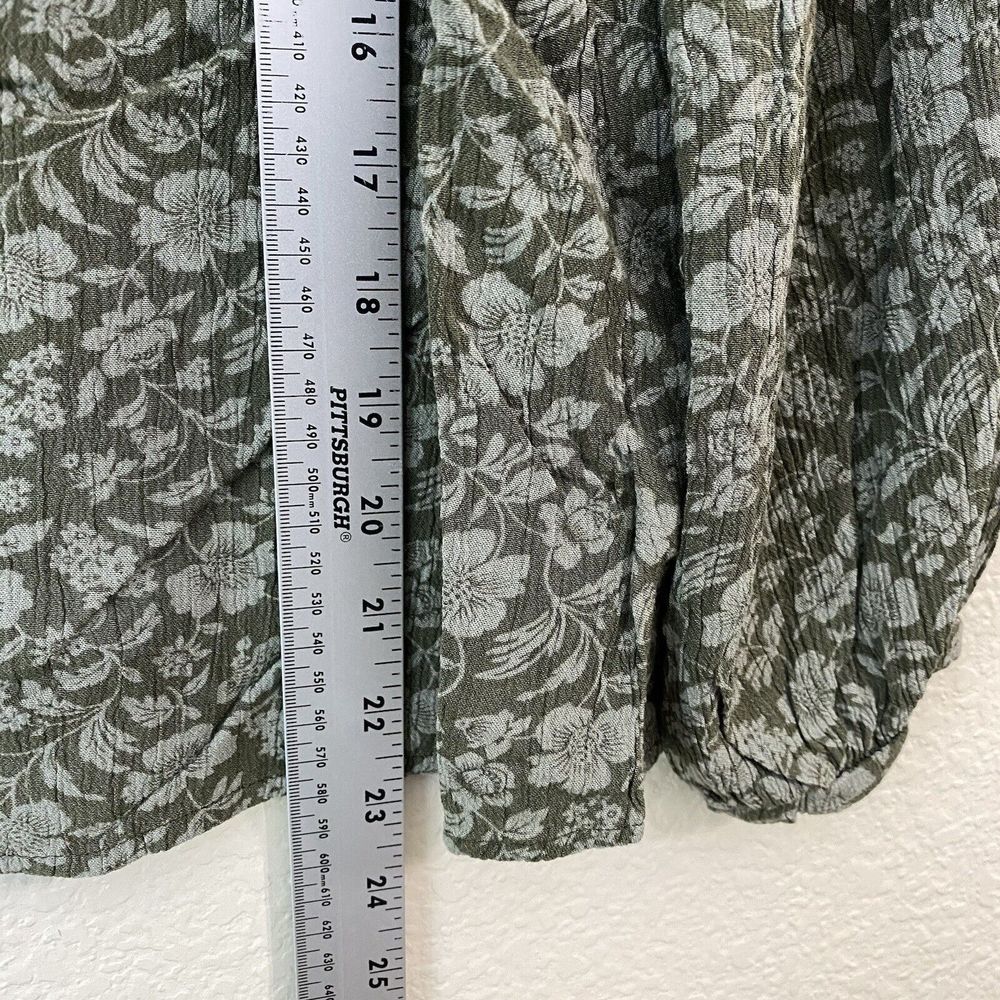 Frye and Co Blouse Top Womens Large Floral Peasant Green Popover - Picture 5 of 7